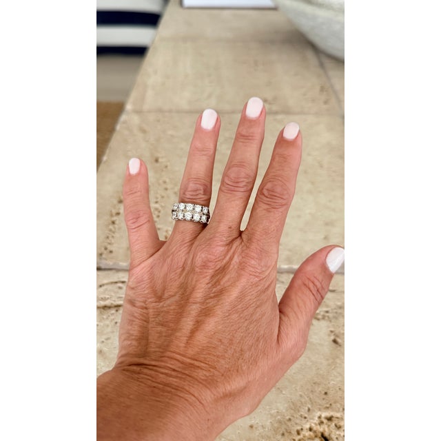 Mid-Century 2.0 Carat Diamond Double Row Band Ring in 14K White Gold For Sale - Image 13 of 13