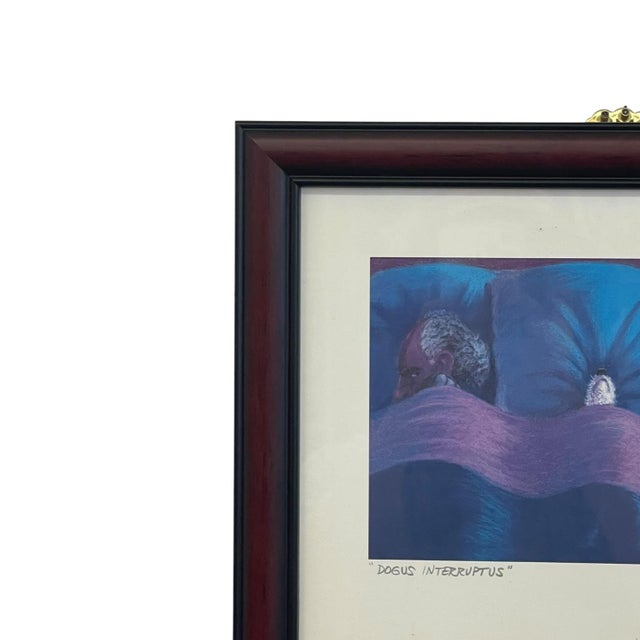 Brown 1970s Signed Jeff Leedy "Dogus Interruptus" Framed Print With Artist Biography. For Sale - Image 8 of 10