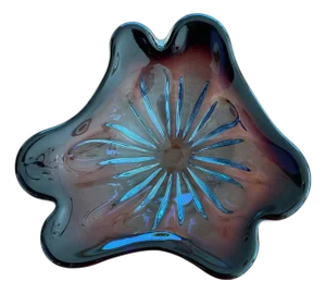 Vintage Mid Century Murano-Style Italian Art Glass Bowl Purple & Blue 10.5