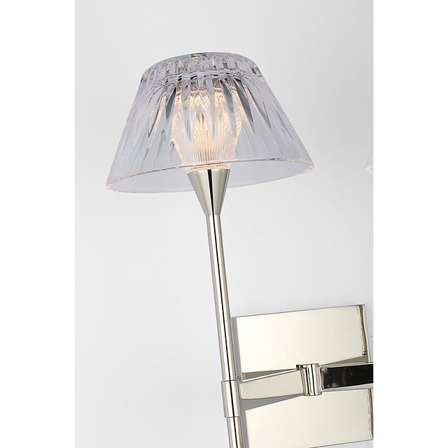 Silver Waterford for Visual Comfort Signature Blaze 19" 2 Light Tail Sconce in Polished Nickel with Clear Crystal For Sale - Image 8 of 13