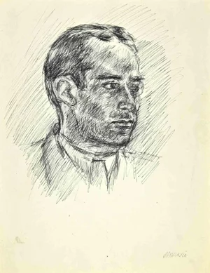 Mino Maccari, Portrait, Ink Drawing, 1930s