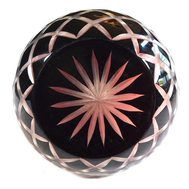 1940s Large Dark Red Cut to Clear Vase, Carafe or Decanter For Sale In San Francisco - Image 6 of 6