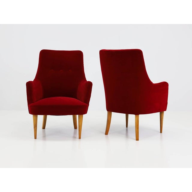 Mid-Century Modern Small Armchairs with High Backrests in the style of Gio Ponti, Italy, 1950, Set of 2 For Sale - Image 3 of 15