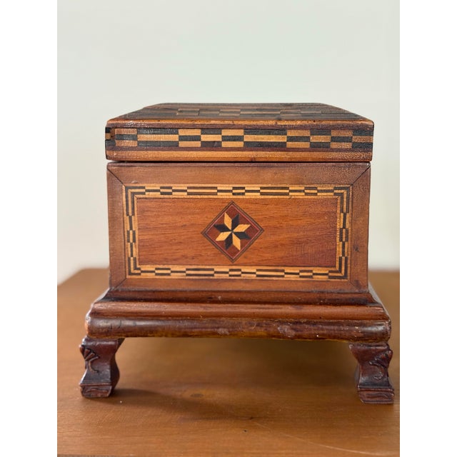 Italian Late 19th Century Inlaid Marquetry Jewelry Casket For Sale - Image 3 of 12