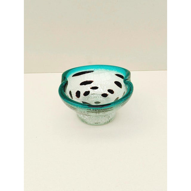 Glass Murano Blown Glass Trinket Dish with Silver Inlays from Vetri Murano, Italy, 1960 For Sale - Image 7 of 9