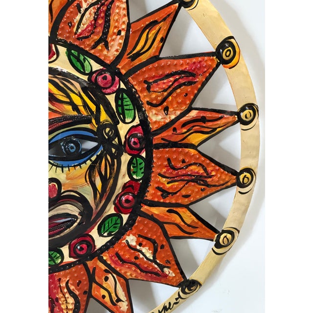 Metal Large Peter Keil Sunburst Wall Sculpture in Painted Metal, Signed, 36" Diameter For Sale - Image 7 of 18