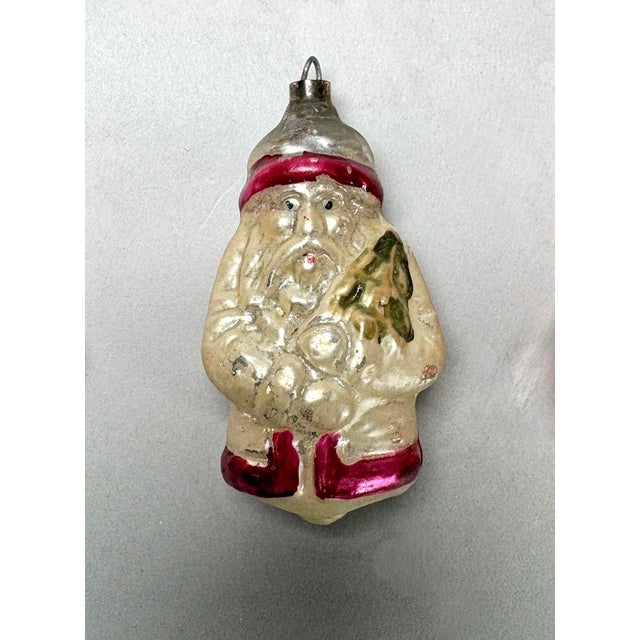 1920s Collection of 8 Antique German Mercury Glass Santa Claus Christmas Ornaments, C. 1920–1940 For Sale - Image 5 of 18