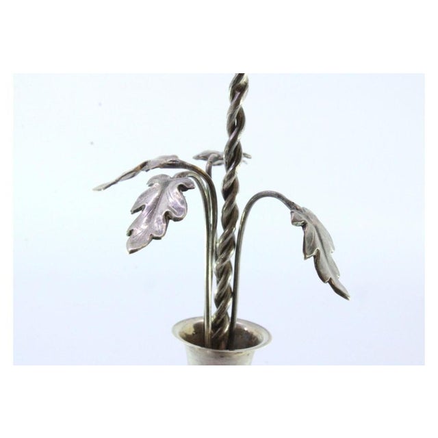 Silver Toothpick Holder with Twisted Column, Acanthus Leaves, Guilloche Base and Shell-Shaped Plates For Sale - Image 5 of 8