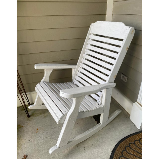 1980s 1980s White Wood Rocking Chairs - Set of 2 For Sale - Image 5 of 9