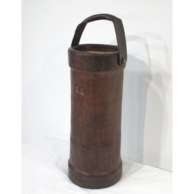 British Leather Fire Bucket Umbrella Cane Holder For Sale - Image 11 of 12