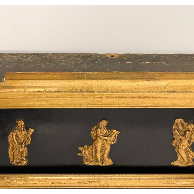 Goldenrod Regency Era Pier Mirror With Gilt and Ebonized Wood Frame (H 27 X W 18 3/4) For Sale - Image 8 of 10