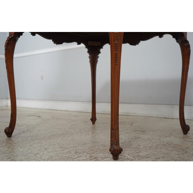 Wood Vintage Leather Top Louis XV Style Carved Table W. 4 Chairs For Sale - Image 7 of 18