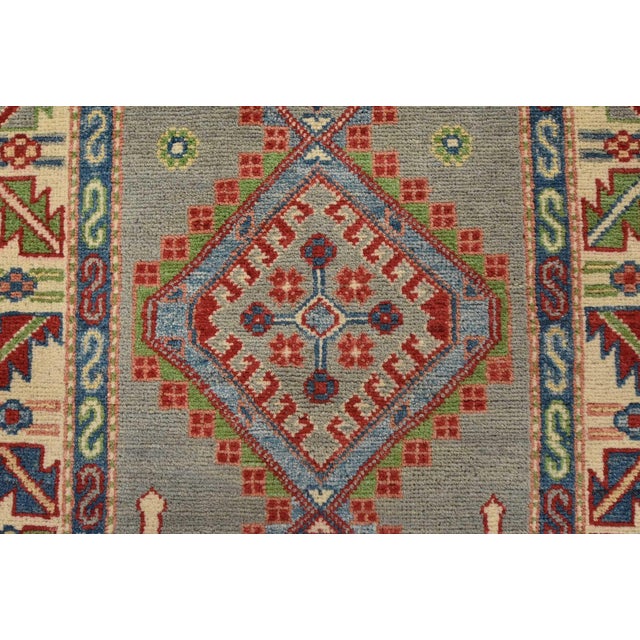 Kazak Runner 2’8” X 9’8” Gray Wool Tribal Hand-Knotted Oriental Rug For Sale - Image 9 of 13