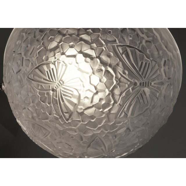 Silver French Art Deco Pendant Light by Hettier & Vincent 1930 France - 2 Available For Sale - Image 8 of 14