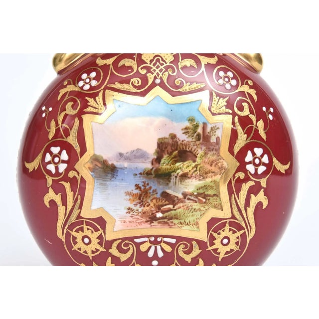 Late 19th Century Antique Vase Coalport England Hand Painted with Jeweling and Raised Gilt For Sale - Image 5 of 10