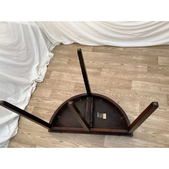 1940s Vintage Brandt Demilune Console Table Fold Down Top Expands to Round Mahogany For Sale - Image 12 of 12