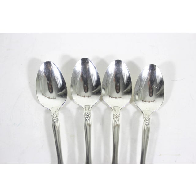 English Set of 4 Demitasse Spoons Silver Artistry or Brahms by Oneida Community Plate Matching Vintage Coffee Service Spoon, Condiment For Sale - Image 3 of 7