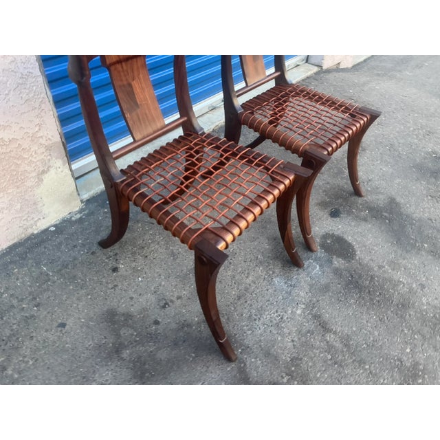 Pair of Mid Century Solid Walnut Klismos Chairs For Sale In San Diego - Image 6 of 9