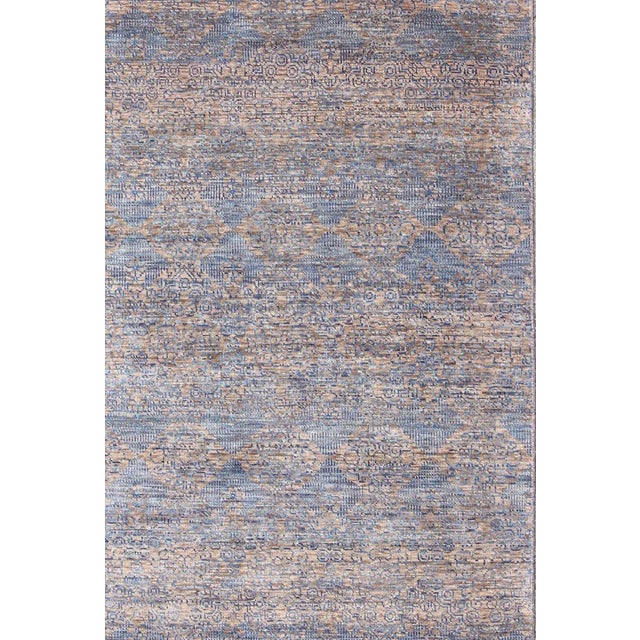 Textile All-Over Transitional Rug in Shades of Blue and Brown For Sale - Image 7 of 7