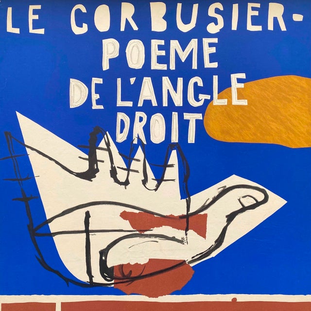 Le Corbusier Vintage 1955 Mid Century Modernist Mourlot Fine Art Lithograph Print " Poeme De l'Angle Droit " Framed Paris Exhibition Poster For Sale - Image 13 of 15