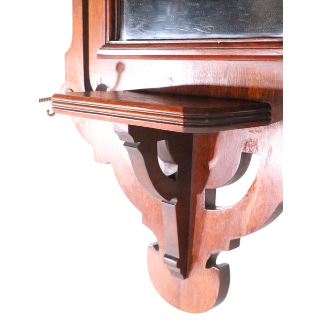 Victorian Eastlake Aesthetic Movement Wall Mirror Hat Rack C. 1880's For Sale - Image 10 of 15