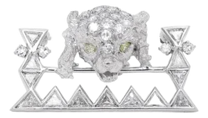 Art Deco Platinum & Fancy Yellow & White Diamond Figural Poodle Dog Brooch