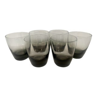 Grey Smokey Scandinavian Balloon Glasses - Set of 6 For Sale