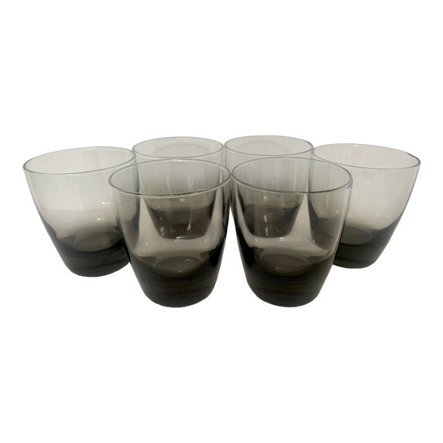 Grey Smokey Scandinavian Balloon Glasses - Set of 6 For Sale