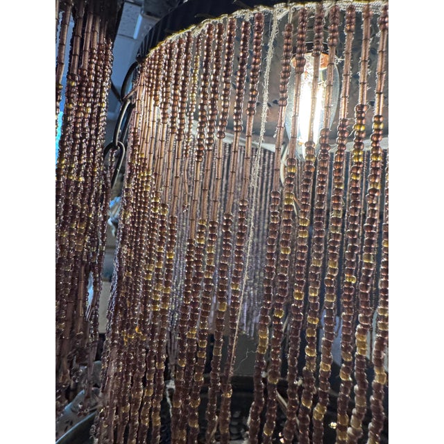 Black Large Moorish Moroccan Revival Beaded Fringe Chandelier Pendant Light For Sale - Image 8 of 8