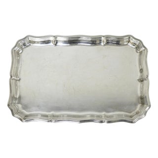 Vintage English Edwardian Silver Plated Scalloped Small Bar Trinket Dish Tray For Sale