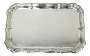 Vintage English Edwardian Silver Plated Scalloped Small Bar Trinket Dish Tray