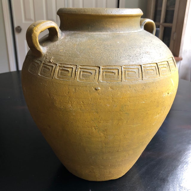 Greek Key Pottery Jug With Handles Chairish