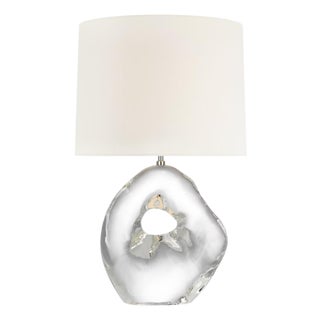 AERIN by Visual Comfort Signature Adria 25" Cordless Table Lamp in Crystal with Linen Shade For Sale