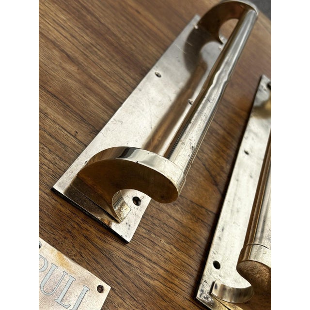 Large Edwardian Brass Pull Handles, Set of 2 For Sale - Image 3 of 7