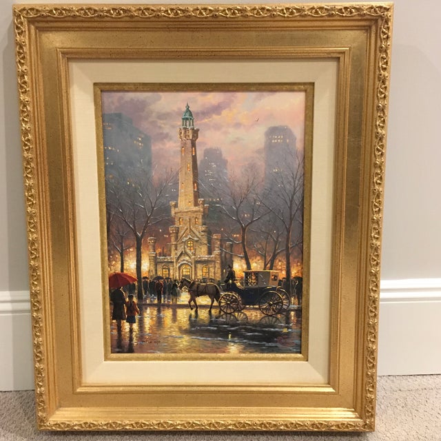 Thomas Kinkade Chicago Winter At The Water Tower Framed Gallery Proof Canvas Lithograph Print Chairish