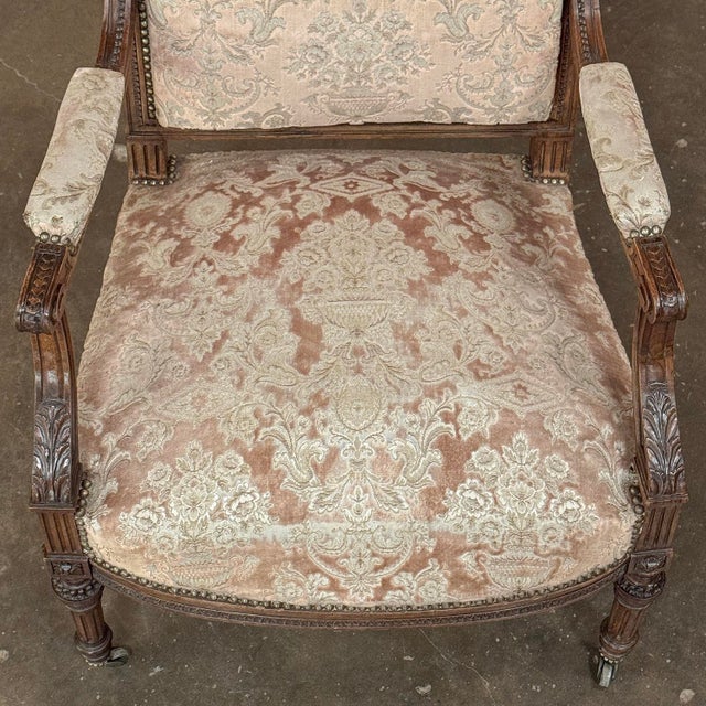 Pair of 19th Century French Louis XVI Carved Walnut Armchairs ~ Fauteuils For Sale - Image 9 of 18