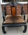 Vintage Chinese Ming Style Black Lacquer & Cowhide Arm Chair For Sale - Image 4 of 5