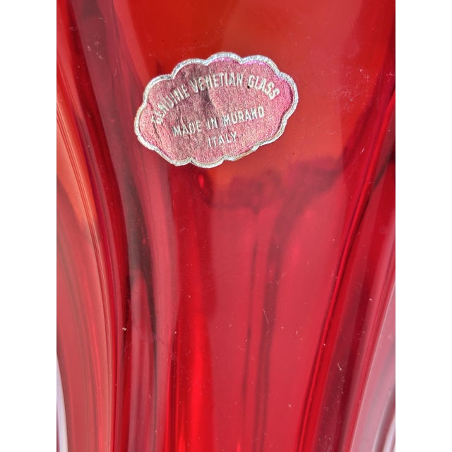 Submerged Blown Red Murano Glass Vase, 1960s For Sale - Image 6 of 10