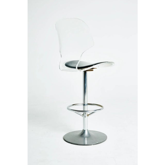 Metal Post-Modern Lucite Barstools by Hill Mfg, circa 1980 - A Pair For Sale - Image 7 of 11