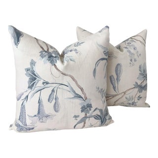 Cowtan and Tout “Datura” in Blue Pillows- a Pair For Sale