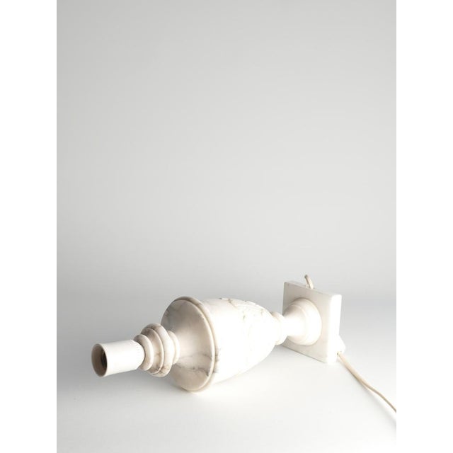 Neoclassical White Florentine Alabaster Table Lamp with Leaf Relief, Italy For Sale - Image 12 of 18