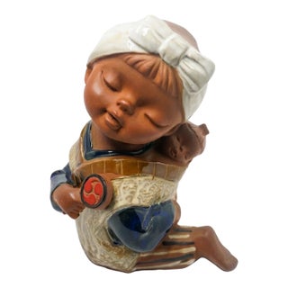 Vintage Seto Craft k.k. Japanese Figurine - Girl With Baby & Drum For Sale