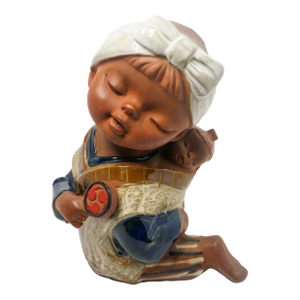 Vintage Seto Craft k.k. Japanese Figurine - Girl With Baby & Drum