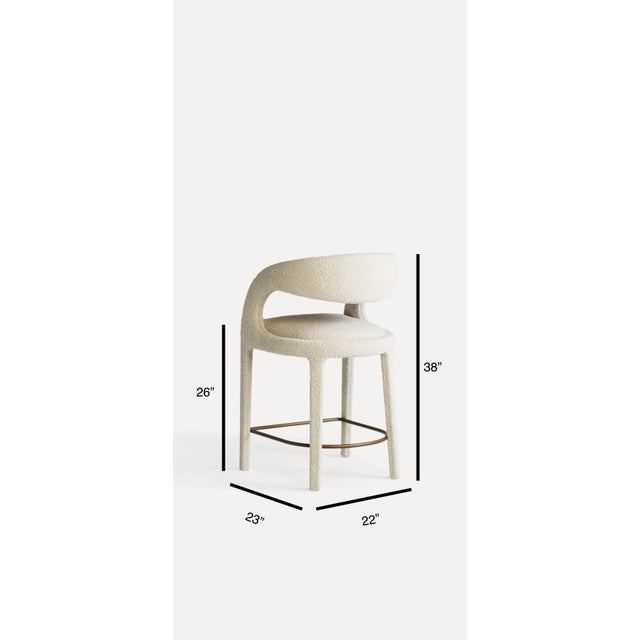 Set of 3 Hagen Bouclé Counter Stools by Four Hands (Originally Sold at Anthropologie) For Sale In Chicago - Image 6 of 7