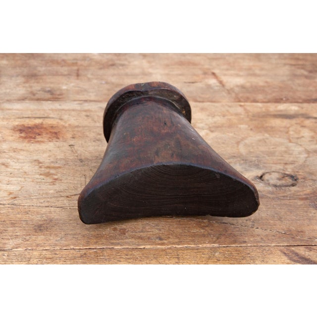 19th Century Espresso Brown Antique Wooden Headrest For Sale - Image 5 of 6