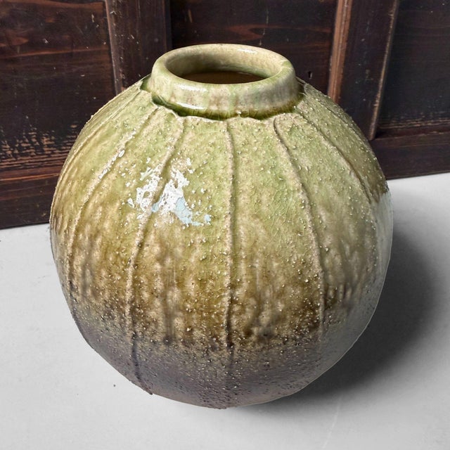 Ceramic Vintage Spherical Form with Green Ash Glaze, 1970 For Sale - Image 7 of 15