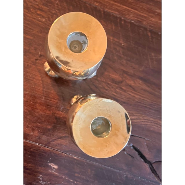 Pair of art deco spherical brass candlestick holders often attributed to by Lars Bergsten for Gusums Bruk Sweden, 1920's...