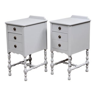 Vintage Gustavian Gray Nightstands - a Pair For Sale