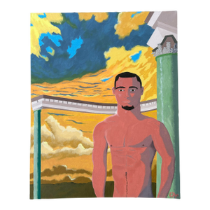 Man Beneath a Golden Sky - C Dye - Male Nude - Naive - Acrylic on Canvas