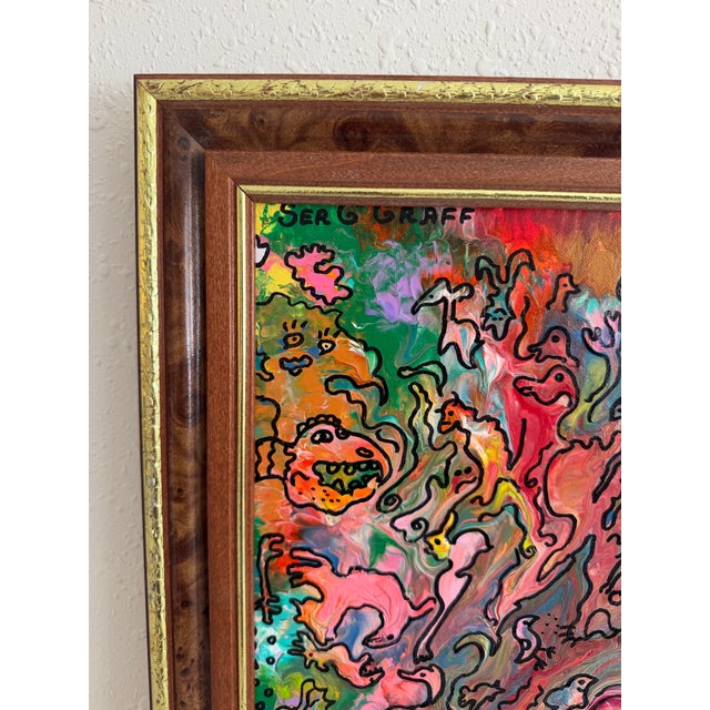 2020s Serg Graff "Wonder Tangle=I" Abstract Acrylic Painting Framed Outsider Art Coa For Sale - Image 5 of 11
